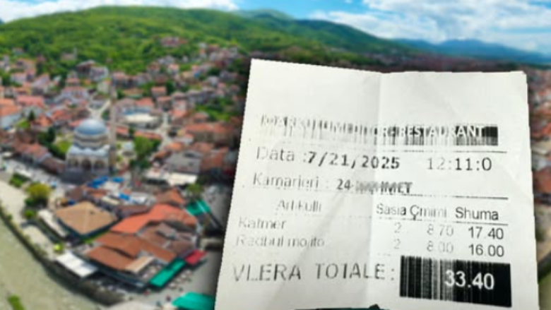  Dy ëmbëlsira dhe dy koktej  33 40 euro   pa kupon fiskal   mërgimtari ankohet për çmimet e larta në Shatërvan të Prizrenit