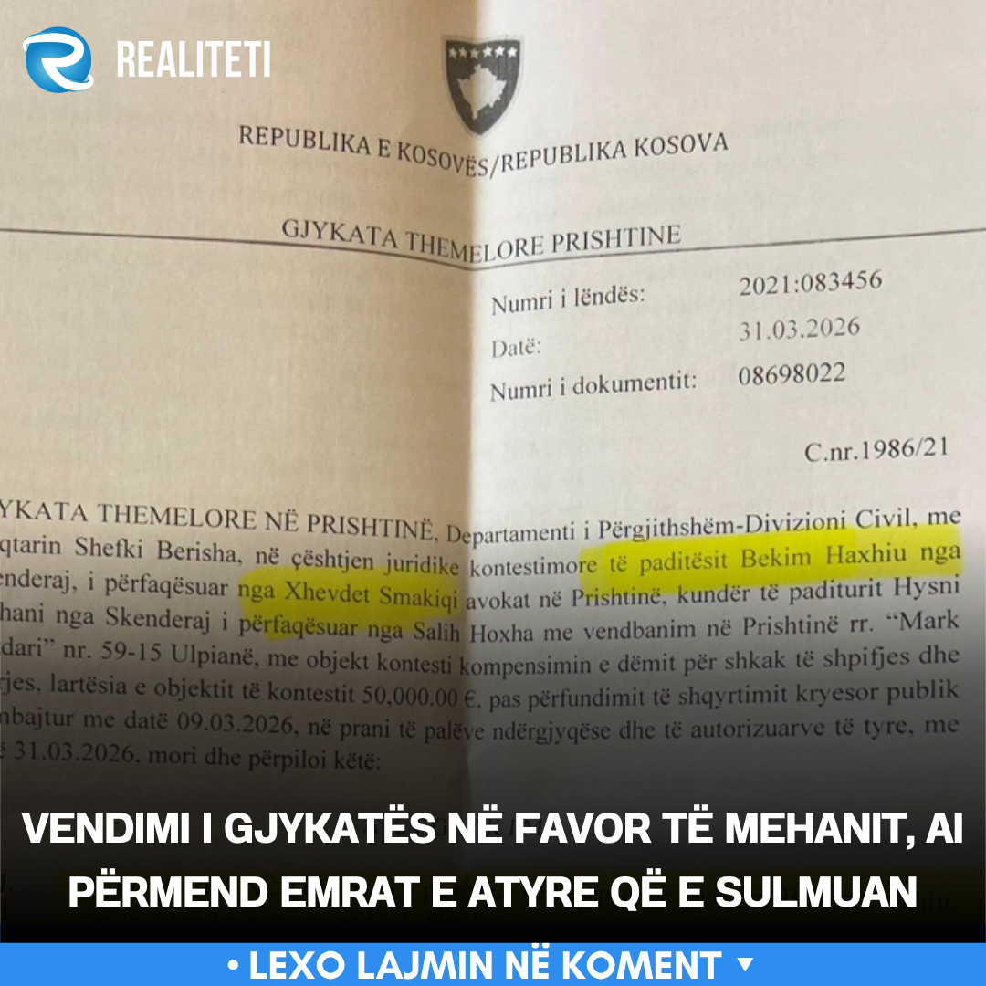 Vendimi i gjykatës në favor të Mehanit  ai përmend emrat e atyre që e sulmuan