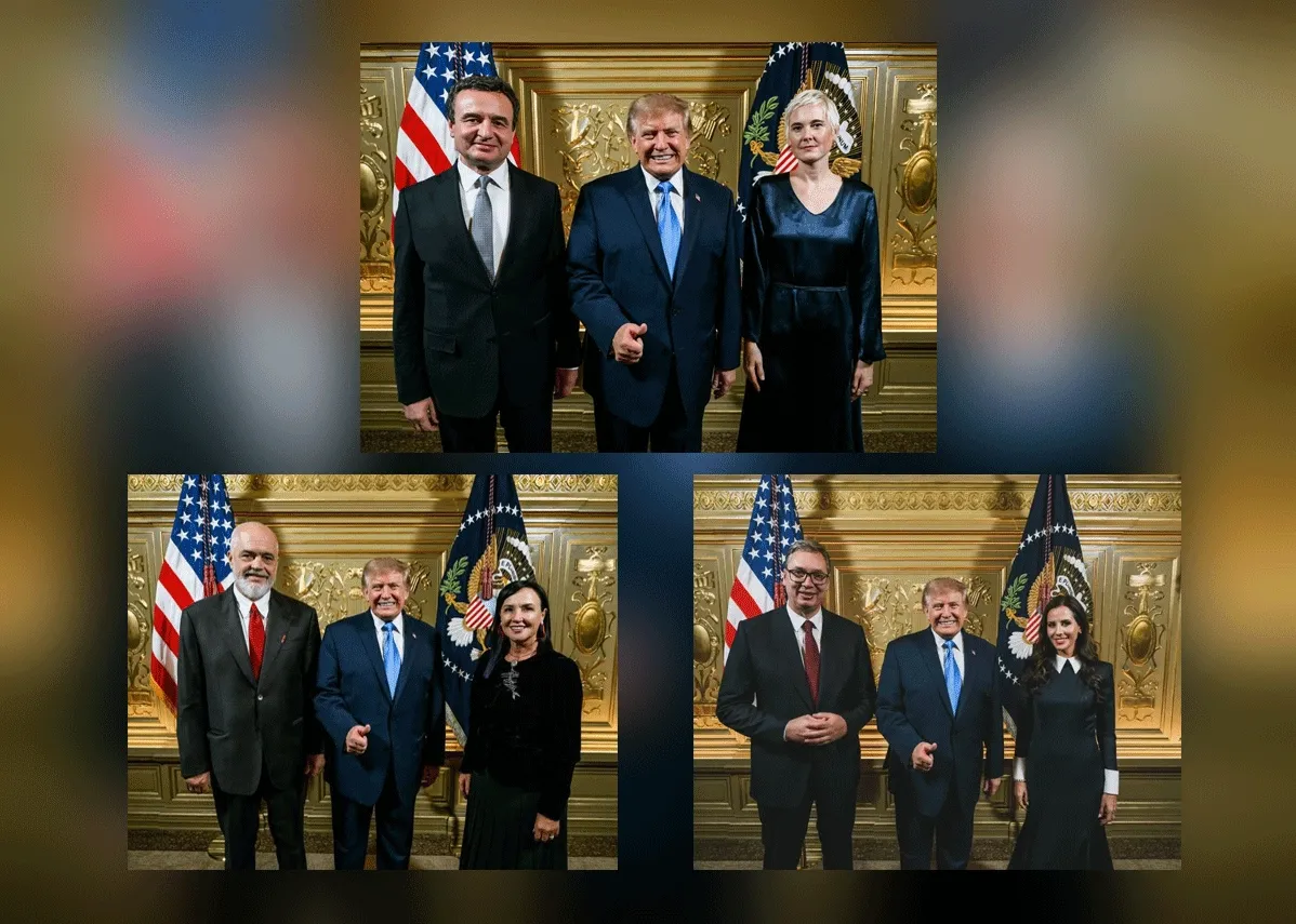 ÇËSHTJE PROTOKOLI  JO AI  Pse Trumpi duket  identik  në fotot me Kurtin  Ramën e Vuçiqin 