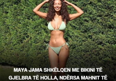 Maya Jama shkëlqen me bikini të gjelbra të holla, ndërsa mahnit të dashurin e saj pa bluzë