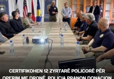 Certifikohen 12 zyrtarë policorë për operim me dronë, Policia pranon donacion mbi 273 mijë dollarë nga ShBA-ja