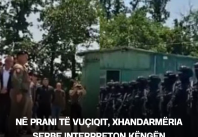 Në prani të Vuçiqit, xhandarmëria serbe interpreton këngën nacionaliste për Kosovën
