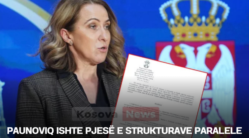 Paunoviq ishte pjesë e strukturave paralele të Serbisë në Kosovë, në vitin 2018 ajo mbante poziten e u.d. Drejtoreshës së Institucionit Farmaceutik në Pejë