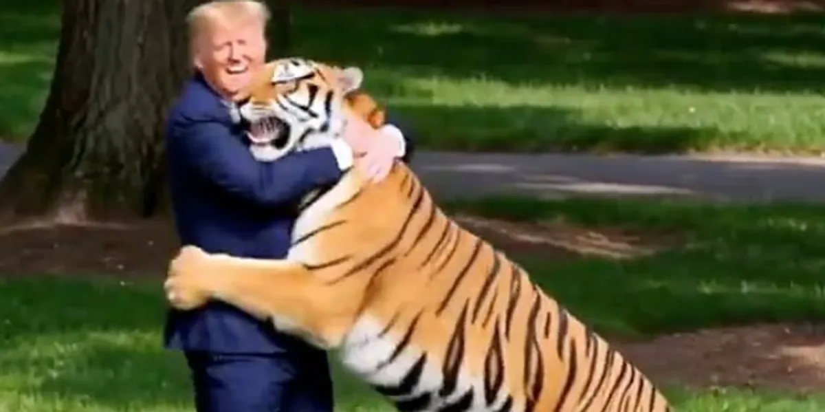 Trump shkakton indinjatë me një video të krijuar nga AI   ku ai shfaqet  duke u përleshur me një tigër dhe duke e zbutur atë 