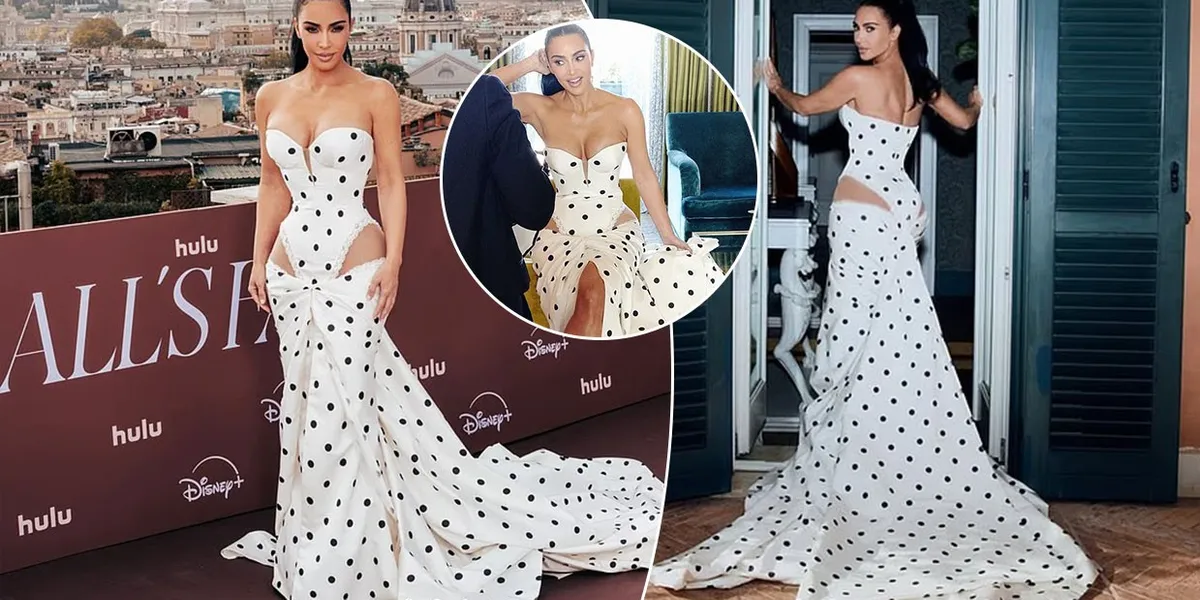 Kim Kardashian tërheq vëmendjen në Romë me fustanin me pika dhe dekoltenë e hapur